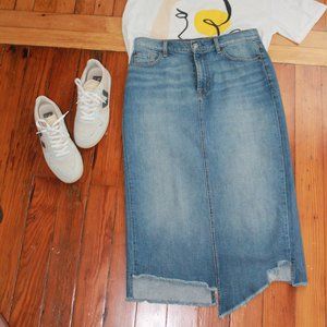 Citizens for Humanity Jean Midi skirt raw hem edge
